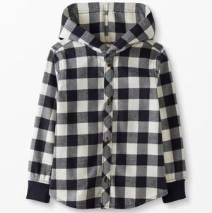 Hanna Andersson Cotton Flannel Black and White Hoodie Shacket 6-7 120cm